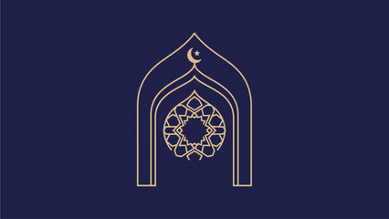 Islamic Archway with Crescent Moon Symbol