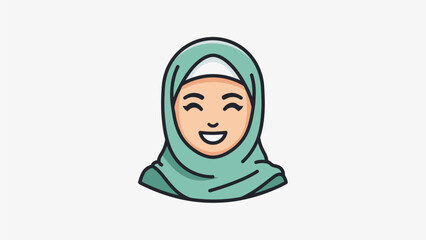 Cheerful Muslim Woman Wearing Hijab Cartoon Illustration