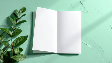Blank Brochure Paper Mockup on Bright Color Background for Branding