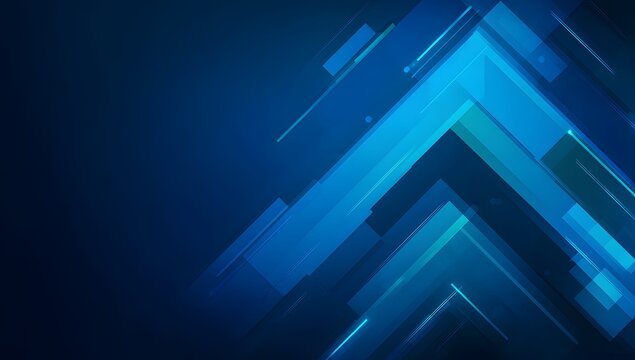 Upward pointing abstract chevron design technological background structure blue gradient layers emphasizing forward movement and business growth digital geometry strategy