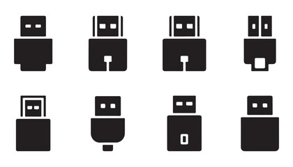 Usb plug vector icon for computer devices and mobile phones power connection symbols