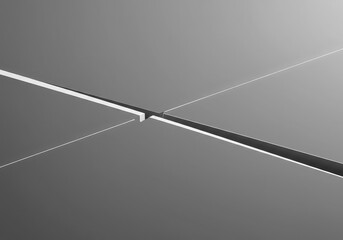 A single, sharp white line cutting across a solid grey background, emphasizing negative space and fundamental geometry ,visual ,pattern ,sharp