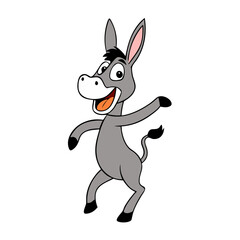  a happy donkey dancing joyfully after seeing