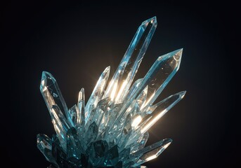 Abstract composition of brilliant light shining through sharp, crystalline structures, symbolizing transparency, focus, and ultimate understanding ,wisdom ,direction ,clean lines