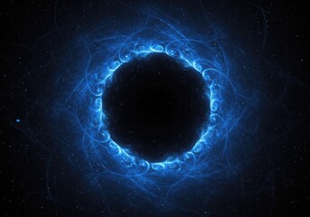 Abstract deep blue and black cosmic background showcasing swirling energy and endless visual complexity, representing mathematical concepts of eternity ,limitlessness ,rendering ,complexity