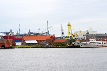 Fototapeta premium Panoramic view of industrial zone of harbour in Stavanger, Norway