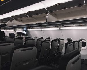 Empty Airplane Cabin During Early Boarding