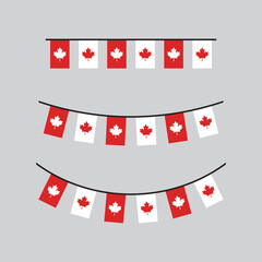 Seamless Canada Flag Party Bunting Border Background &ndash; Flat Design Illustration