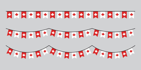Seamless Canada Flag Party Bunting Border Background &ndash; Flat Design Illustration