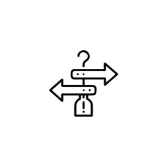 Obraz premium Minimal Line Icon Road Sign Changing Meaning Showing Decision Resolution Vector illustration