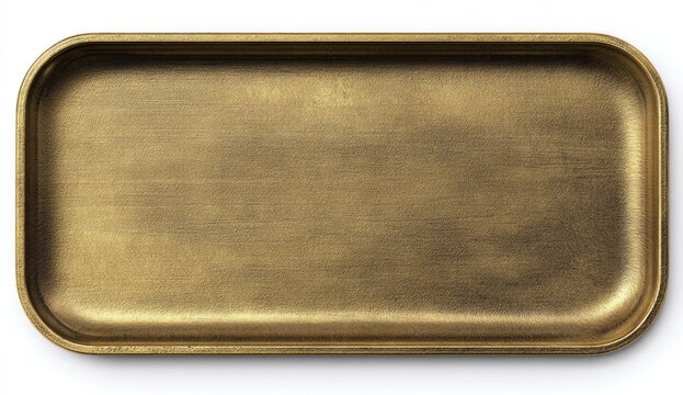Antique brass metal plate with rounded corners featuring a brushed textured surface and vintage style
