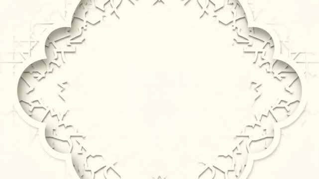 Elegant Islamic geometric pattern with ornate border on a light background, perfect for cultural and festive designs