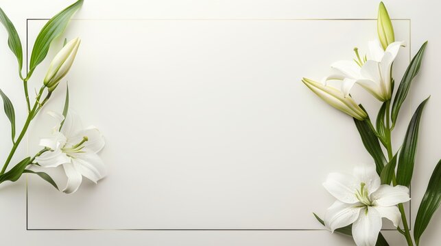 Minimal Elegant Funeral Flyer Template with White Lily and Black Ribbon on White Background