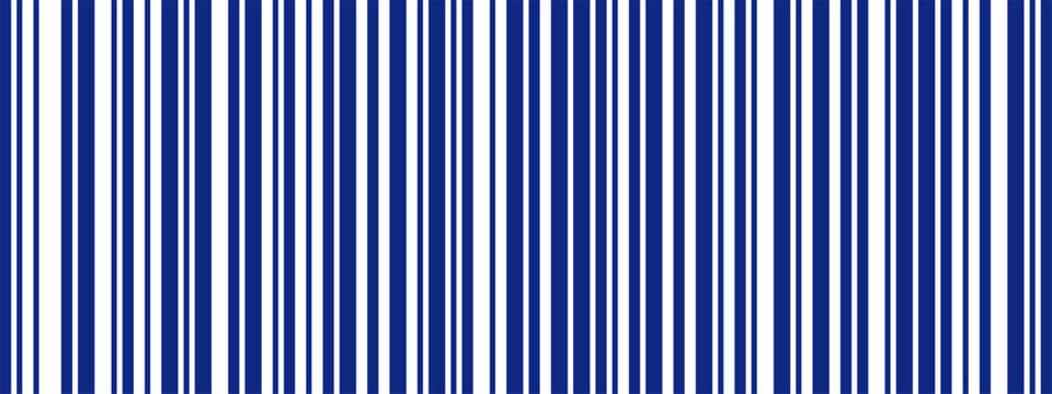 Long gradient stripe pattern with thin and thick blue lines. Abstract barcode background.