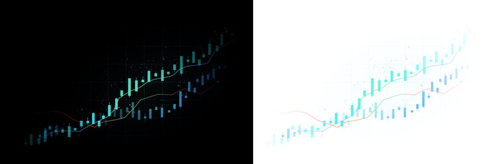 Financial Growth Chart Transparent Background PNG. Business Stock Market Trading Graph Illustration with Candlestick for Investment