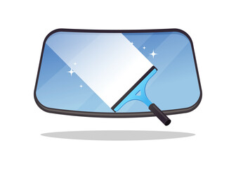 Blue rubber glass window cleaner vector isolated on white background.