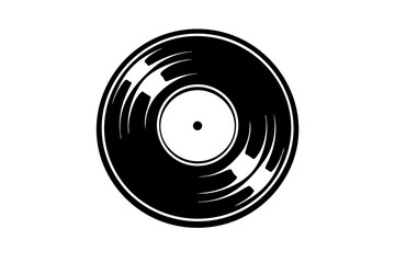Black and white clean vector illustration of a vinyl record