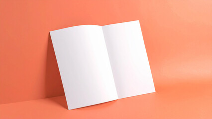 Blank Brochure Paper Mockup on Bright Color Background for Branding