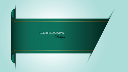Luxury green background vector design. Green abstract background with gold line and curved ribbon decoration. Emerald green background. Suit for banner, backdrop, award, certificate,and others