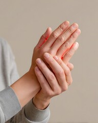 Human hands suffering from joint pain and inflammation