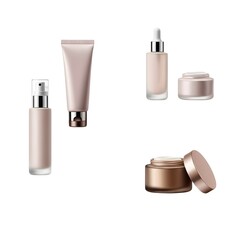 Obraz premium Beautifully arranged collection of premium skincare and cosmetic products for a luxurious beauty routine