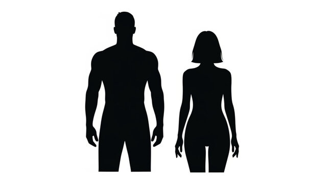 Male and Female Silhouettes Standing Together.