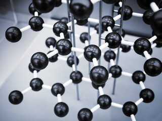 Molecular structure  black and white Scientific atoms Model Chemical compound Biotech research concept