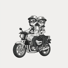 Obraz premium A red and black sport motorcycle with chrome wheels and a powerful engine is isolated on a white background with a male biker model prepared to ride the vehicle