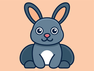 Cute Gray Bunny Rabbit, Kawaii Rabbit Character Clipart, Cartoon Grey Bunny Illustration, Adorable Easter Rabbit Vector Design, Funny Bunny Mascot Art Drawing, Happy Rabbit Kids Graphic Clipart, Smili