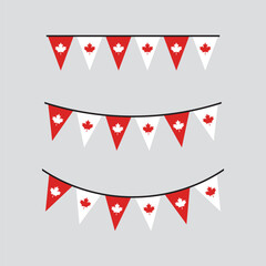 Seamless Canada Flag Party Bunting Border Background &ndash; Flat Design Illustration
