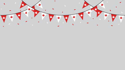 Seamless Canada Flag Party Bunting Border Background &ndash; Flat Design Illustration