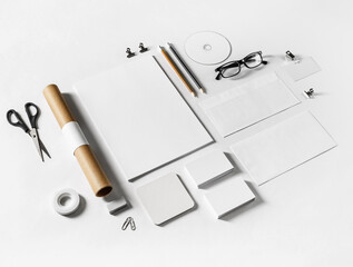 Branding stationery mockup on paper surface. Blank objects for placing your design.