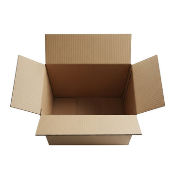Open cardboard box isolated on transparent background