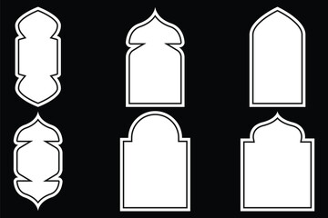 Ornate Islamic Window Design with Geometric Patterns Vector Illustration