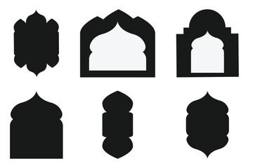 old mosque windows shape in oriental style islamic door