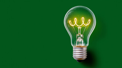 Lightbulb Icon Formed by a Single Continuous Line on a Seamless Dark Green Background

