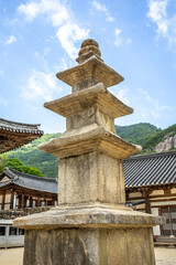Three story stone pagoda at Naesosa Temple in Buangun, Jeollabukdo