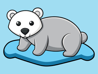 Obraz premium Cute Polar Bear Arctic Animal, Adorable White Bear Illustration, Kawaii Ice Animal Drawing, Happy Winter Pet Sketch, Cartoon Bear Art, Snow Animal Design, Cute Arctic Collection