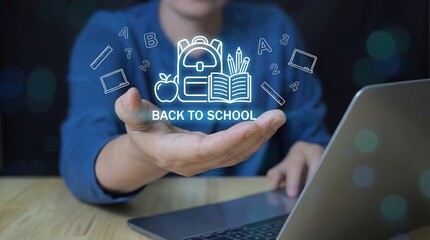 A person prepares for the new school year with online resources and digital tools