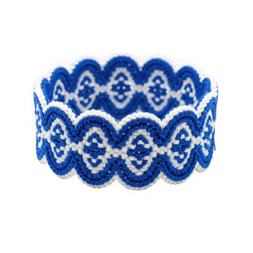 Blue and white macrame bracelet isolated on transparent background