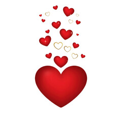 Heart overflowing with love isolated on transparent background