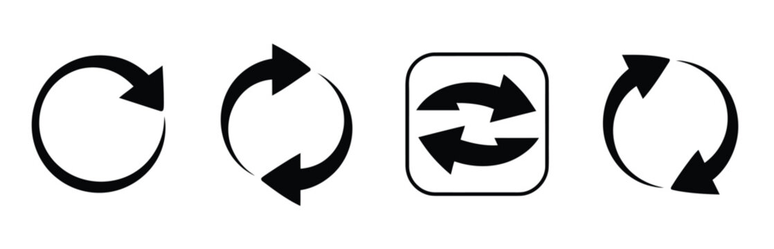 Arrow refresh icons, featuring reload, rotation, and loop designs for user interfaces, apps, and web projects.