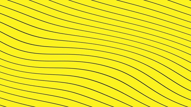 Vibrant yellow background with dynamic, seamless black wavy lines.