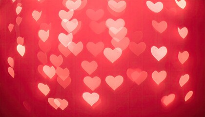Numerous out-of-focus red heart shapes glowing against a dark background
