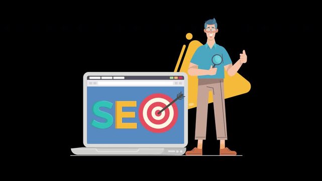 Flat Design Animated  SEO Concept