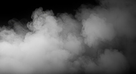 Fototapeta premium Dense and mysterious white atmospheric mist hangs heavily over a dark background creating a perfect soft texture and moody ambience ,density ,hazy ,empty