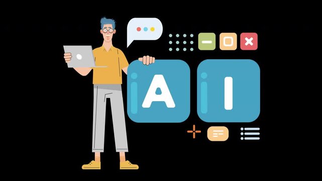 Flat Design Animated AI Character Concept