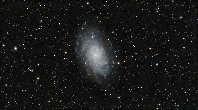 Eine Spiralgalaxie im Weltraum zeigt viele Sterne und Nebel bei klarer Sicht