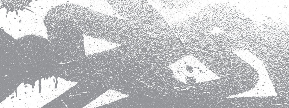 Grungy urban street art with abstract graffiti elements and paint splatters.