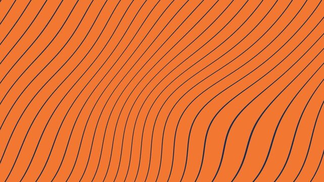Abstract fluid wavy lines forming a dynamic pattern on a vibrant orange background